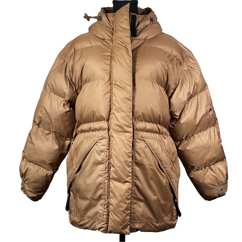 Adidas by Stella McCartney Tan Hooded Puffer Jacket, Size Small - Picture 4 of 16